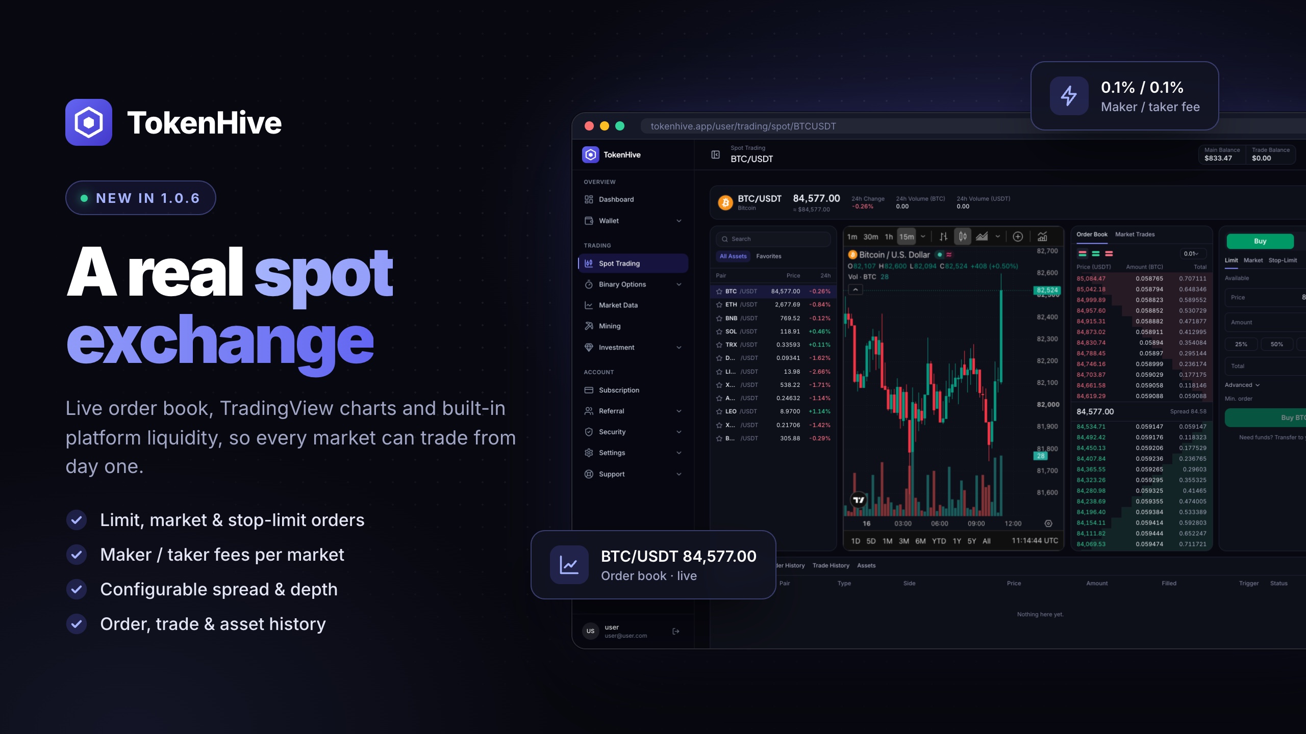 TokenHive - Crypto Trading Platform with Spot Exchange, Binary Options, Mining & ICO Launchpad