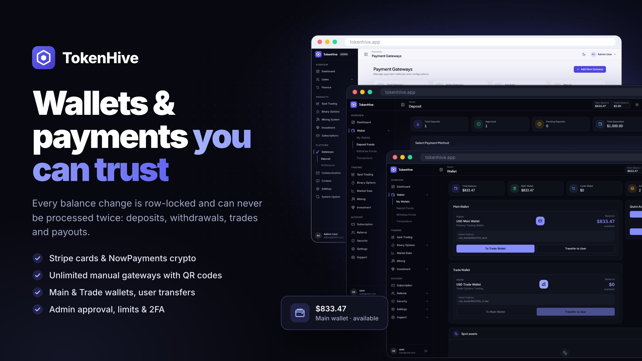 TokenHive - Crypto Trading Platform with Spot Exchange, Binary Options, Mining & ICO Launchpad