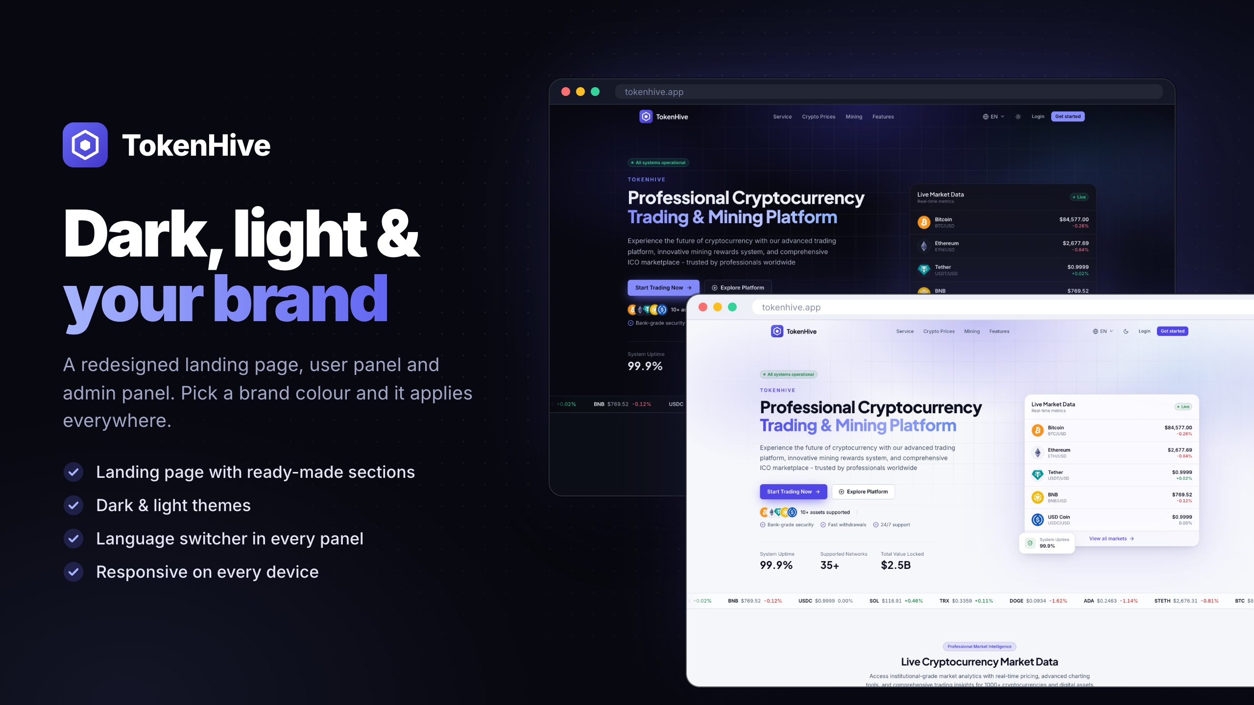 TokenHive - Crypto Trading Platform with Spot Exchange, Binary Options, Mining & ICO Launchpad